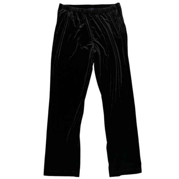 Lands’ End Black Velvet Pants Pockets Comfortable Elastic Waistband MP 10-12 - Picture 2 of 8